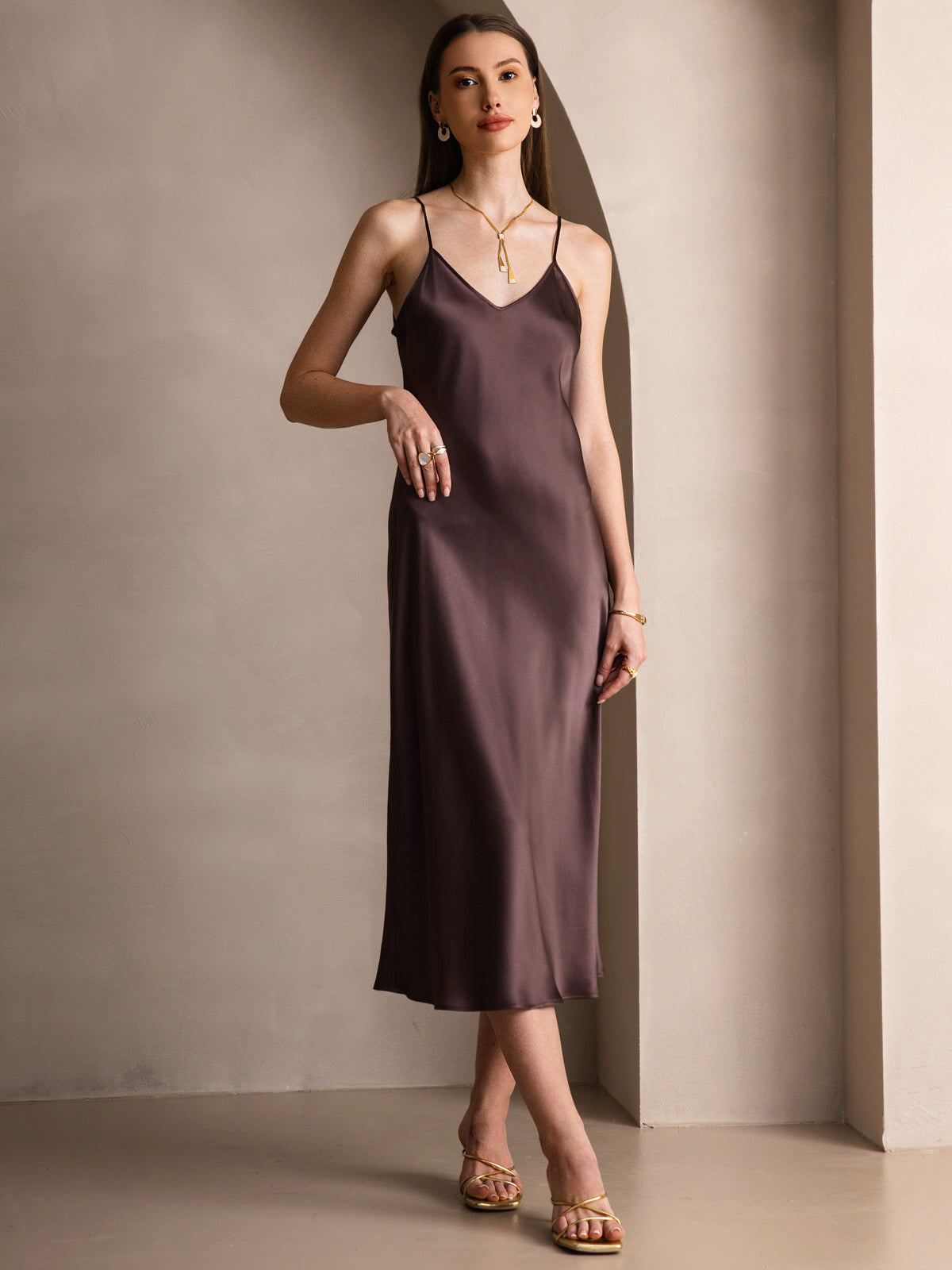 [Kaffee] SilkSilky-DE Reine Seide Dress 004