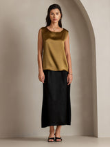 [Braun] SilkSilky-DE Sleeveless Round Neck Cami Top 005