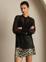 [Schwarz] SilkSilky-DE Reine Seide Womens Shirt 006