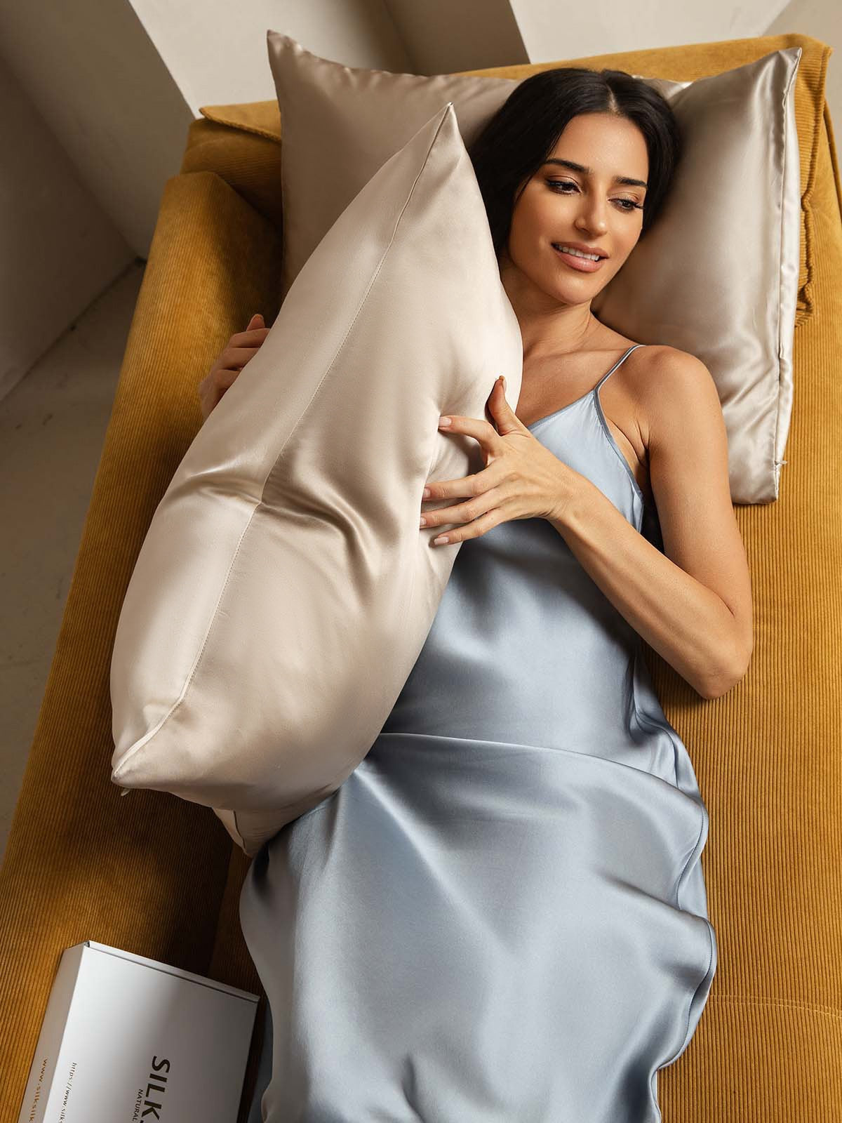 [Beige+Khaki] SilkSilky-DE 22Momme Reine Seide Pillowcase 003