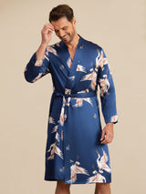 [Dunkelblau] SilkSilky-DE 19Momme Mens Robe 002