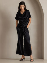[Schwarz] SilkSilky-DE 19Momme Seide Womens Pants 006