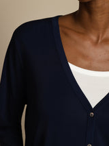 [Dunkelblau] SilkSilky-DE Long Sleeve Damen Cardigan 007