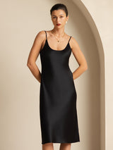 [Schwarz] SilkSilky-DE Sleeveless U Ausschnitt Kleider 003