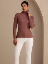 [Cameo Rose] SilkSilky-DE Long Sleeve Turtle Neck T-Shirt 003