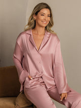 [Pfirsichhaut] SilkSilky-DE 19Momme Langärmelig Notch-Kragen Damen Pyjamas 008