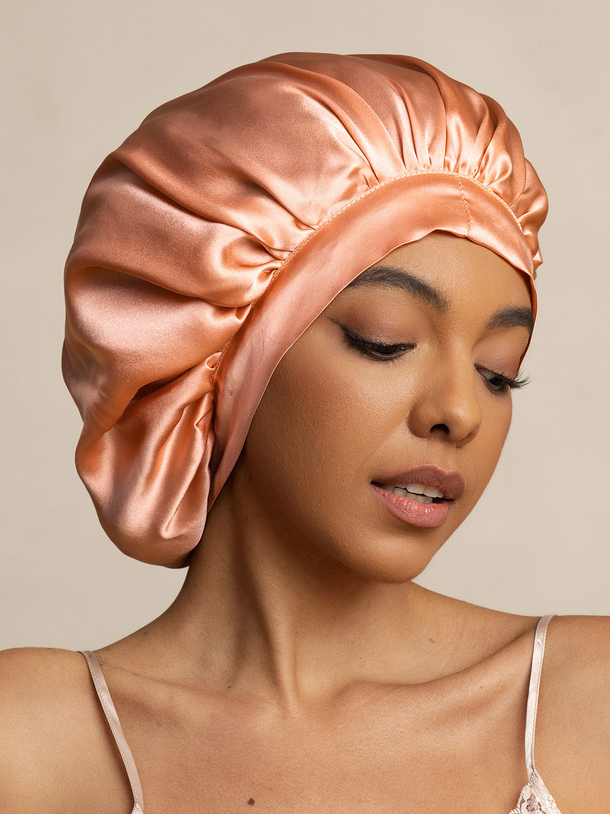 [Korallenrosa] SilkSilky-DE Reine Seide Sleep Cap 001