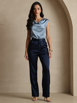 [Dunkelblau] SilkSilky-DE 19Momme Seide Womens Pants 005