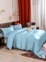 [Hellblau] SilkSilky-DE 19Momme Reine Seide Bedding Set 006