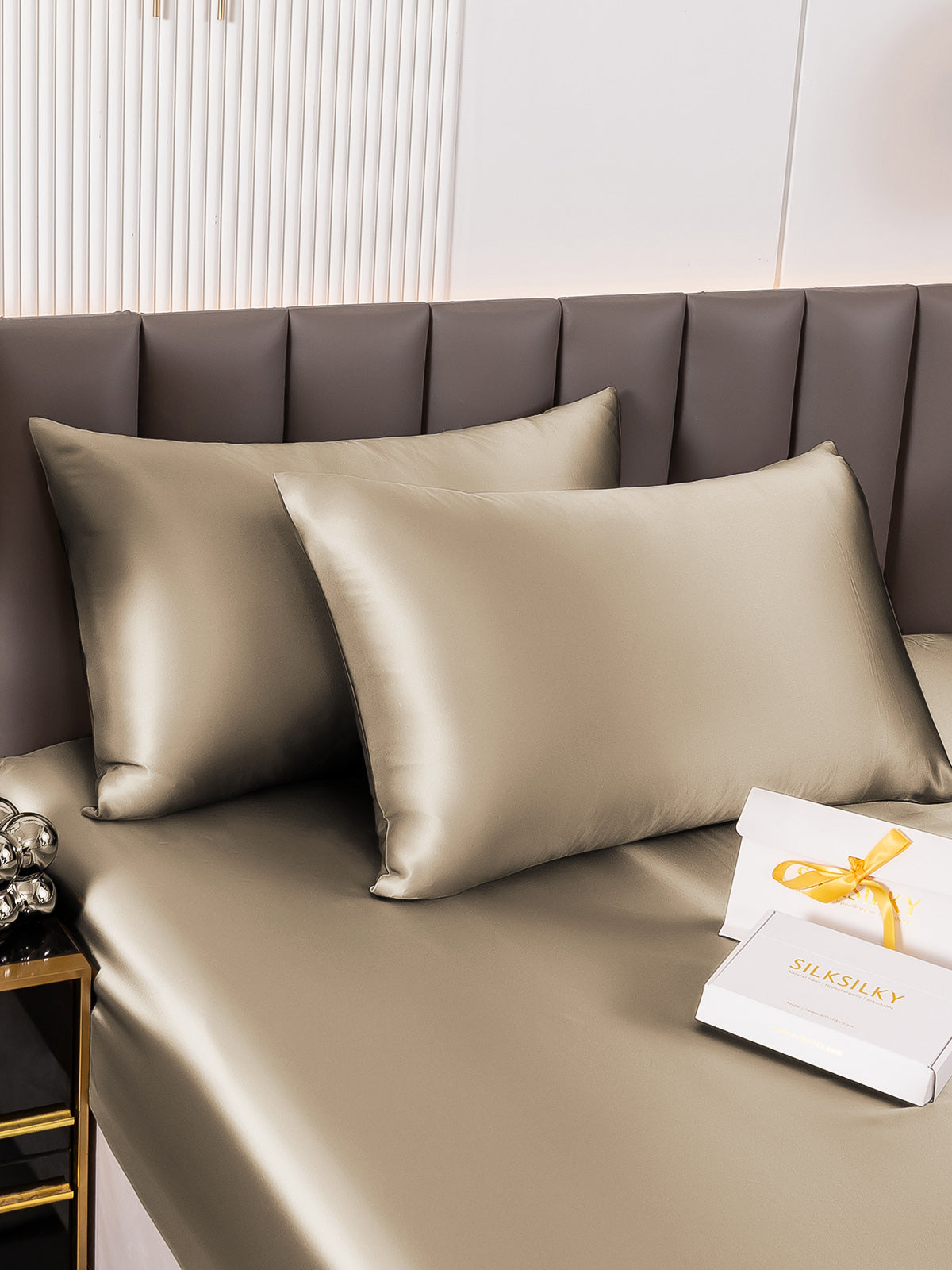 [Khaki] SilkSilky-DE 22Momme Reine Seide Pillowcase 002