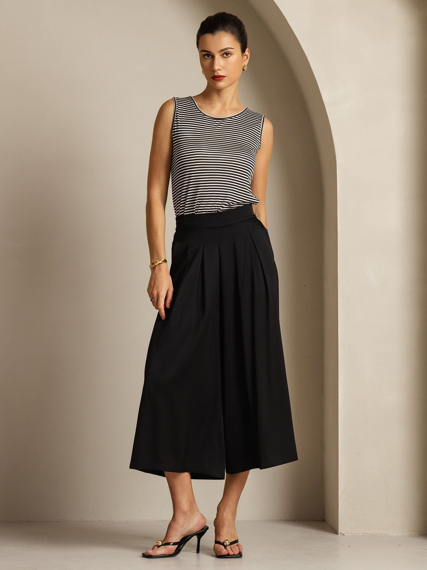 [Schwarz] SilkSilky-DE 19Momme Seide Womens Pants 005