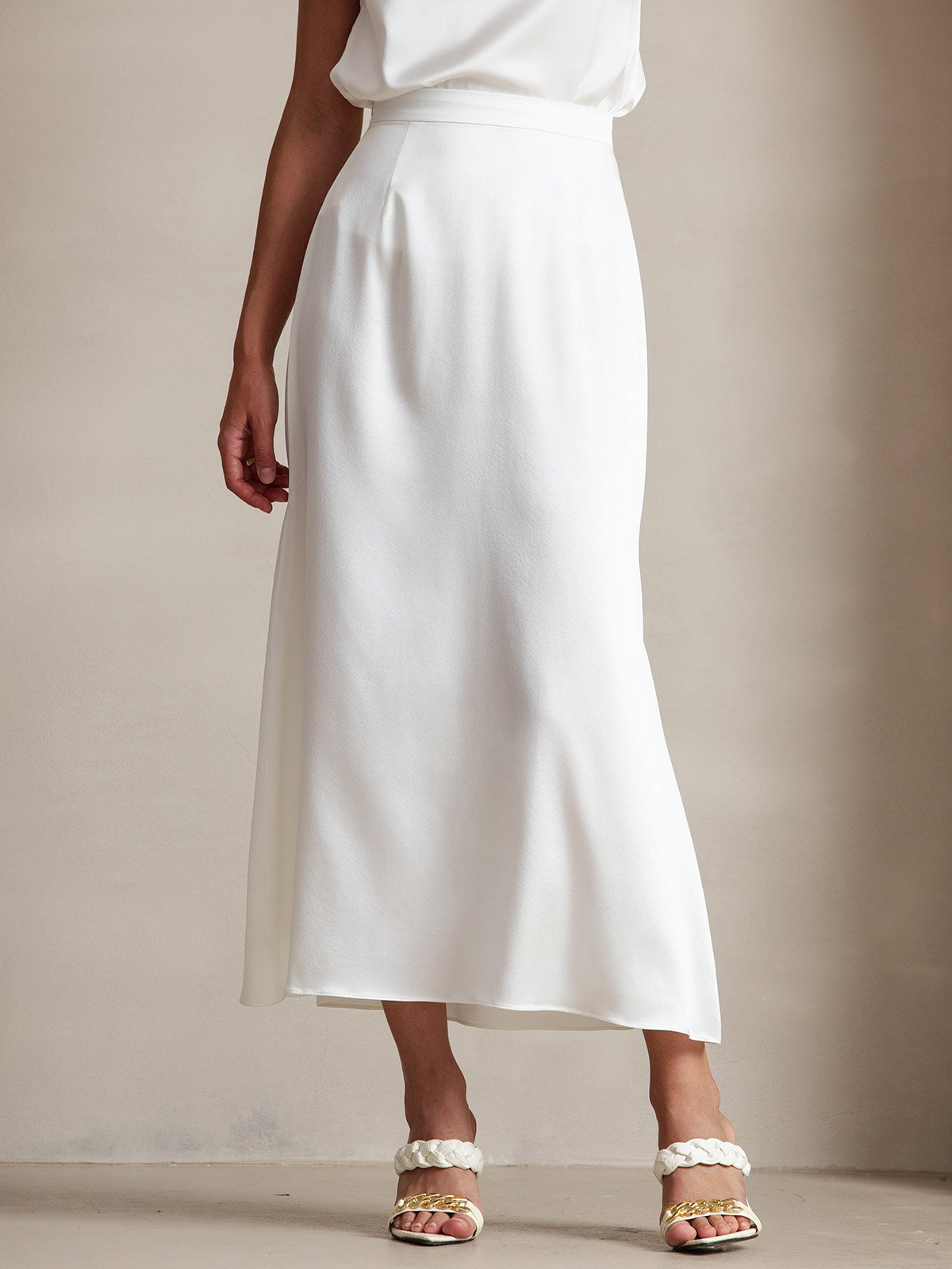 [Weiß] SilkSilky-DE 19Momme Seide Skirt 001