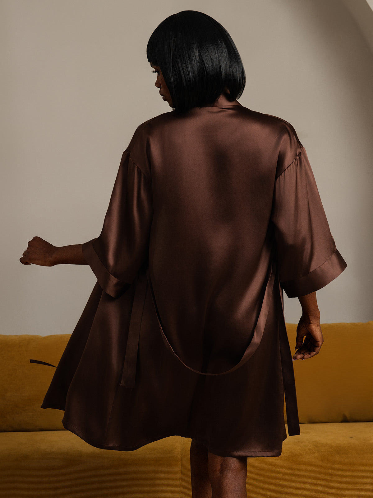 [Kaffee] SilkSilky-DE Reine Seide Womens Robe 002