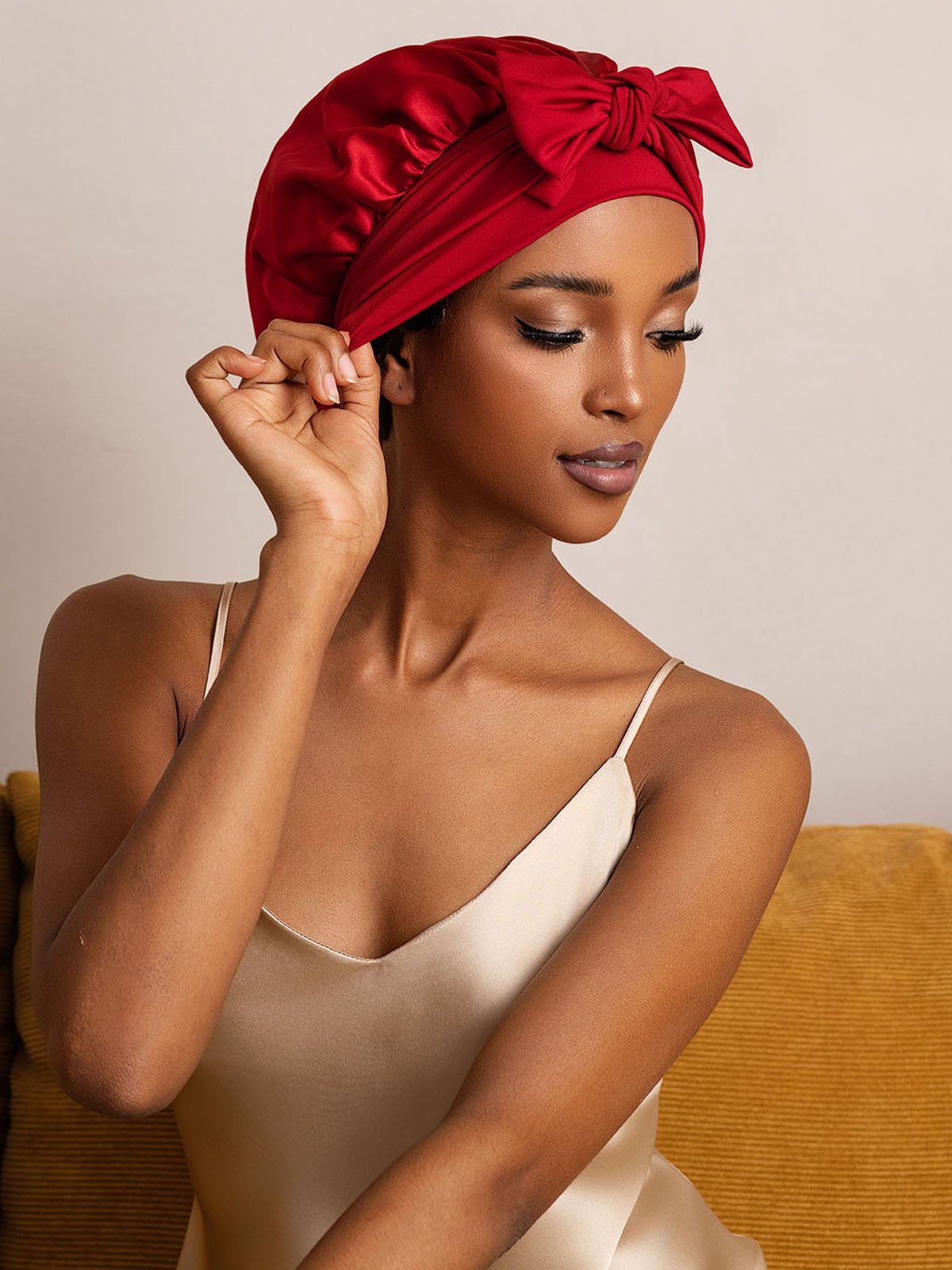 [König Blau] SilkSilky-DE Reine Seide Sleep Cap 005,