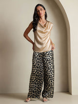 [Champagner] SilkSilky-DE Cap Sleeve Cowl Neck T-Shirt 007
