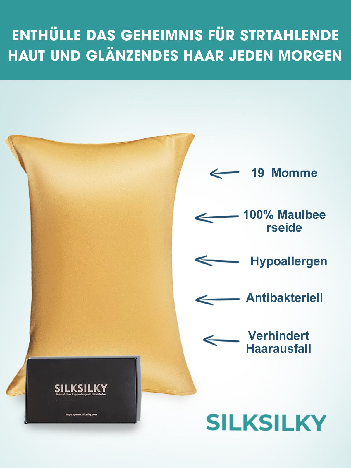 [Champagner] SilkSilky-DE 19Momme Reine Seide Pillowcase 002