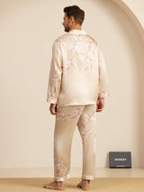[Champagner] SilkSilky-DE Long Sleeve Notch-Kragen Herren Pyjamas 002