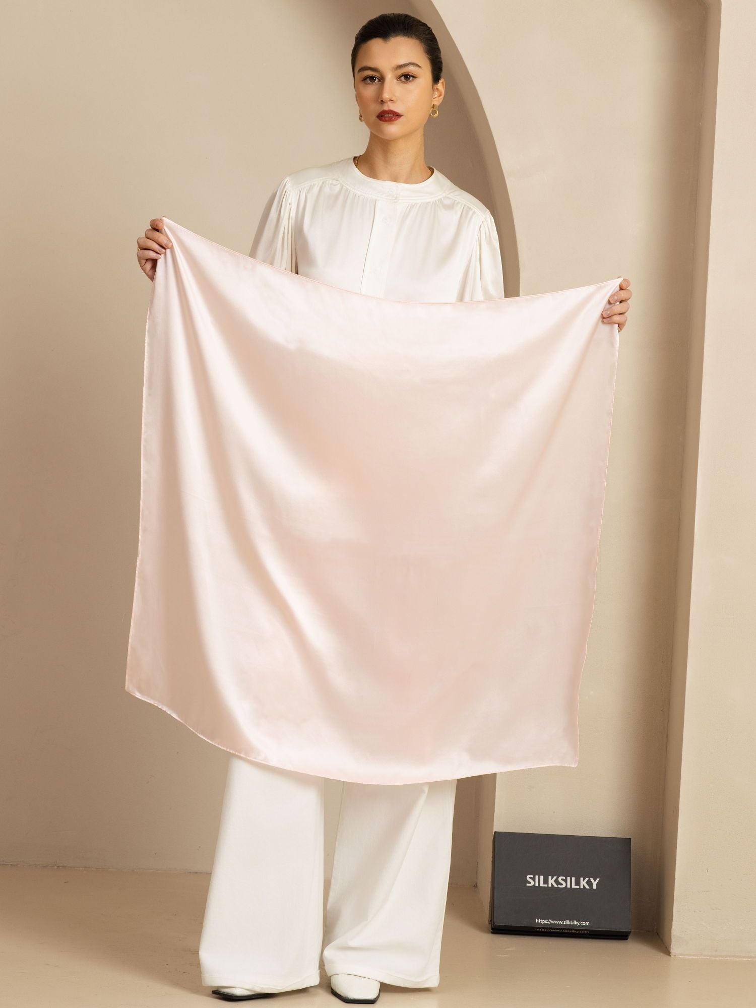 [Hellrosa] SilkSilky-DE Pure Silk Scarf 002