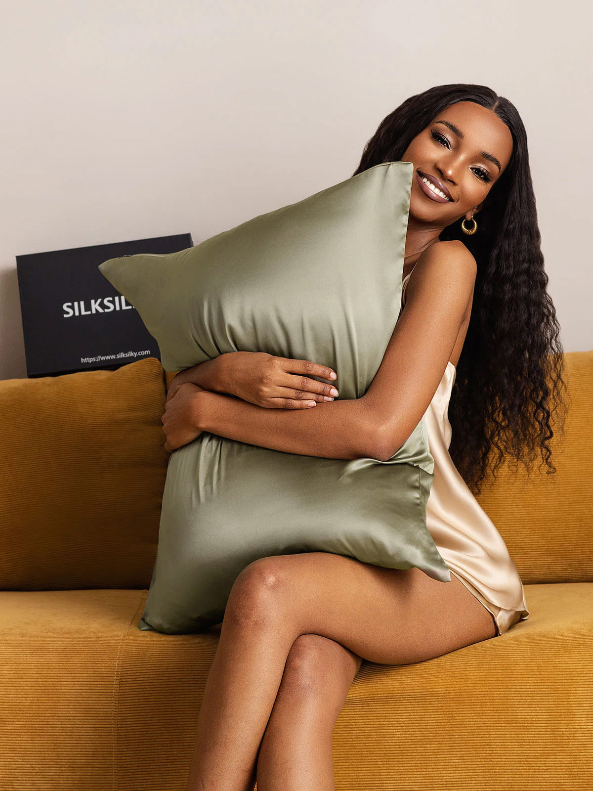 [Olivgrün] SilkSilky-DE 22Momme Reine Seide Pillowcase 006