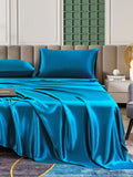 SilkSilky DE 25Momme Reine Seide Bedding Set KönigBlau 004