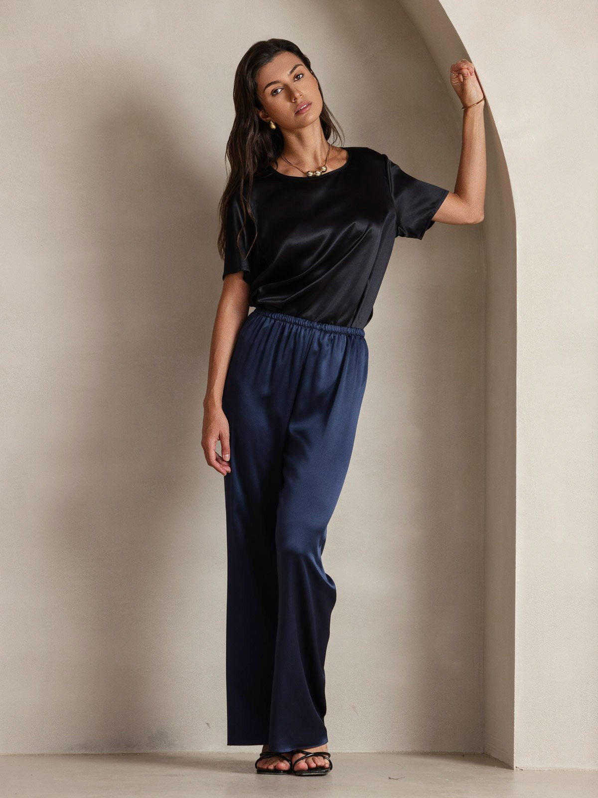 [Schwarz] SilkSilky-DE Kurzärmelig T-Shirt 007