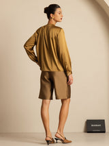 [Bronze] SilkSilky-DE 19Momme Langärmelig Rundhalsausschnitt Bluse 002