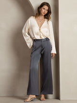 [Dunkelgrau] SilkSilky-DE 19Momme Seide Womens Pants 007,