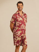 [Weinroter Drache] SilkSilky-DE Short Sleeve Notch-Kragen Herren Pyjamas 003