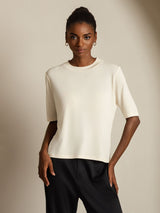[Beige] SilkSilky-DE Half Sleeve Crew-Ausschnitt T-Shirt 006