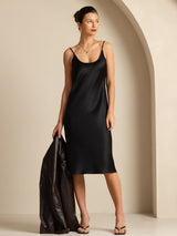 [Schwarz] SilkSilky-DE Sleeveless U Ausschnitt Kleider 007