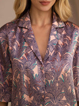 [Rosa Palme] SilkSilky-DE Half Sleeve Lapel Collar Damen Pyjamas 005