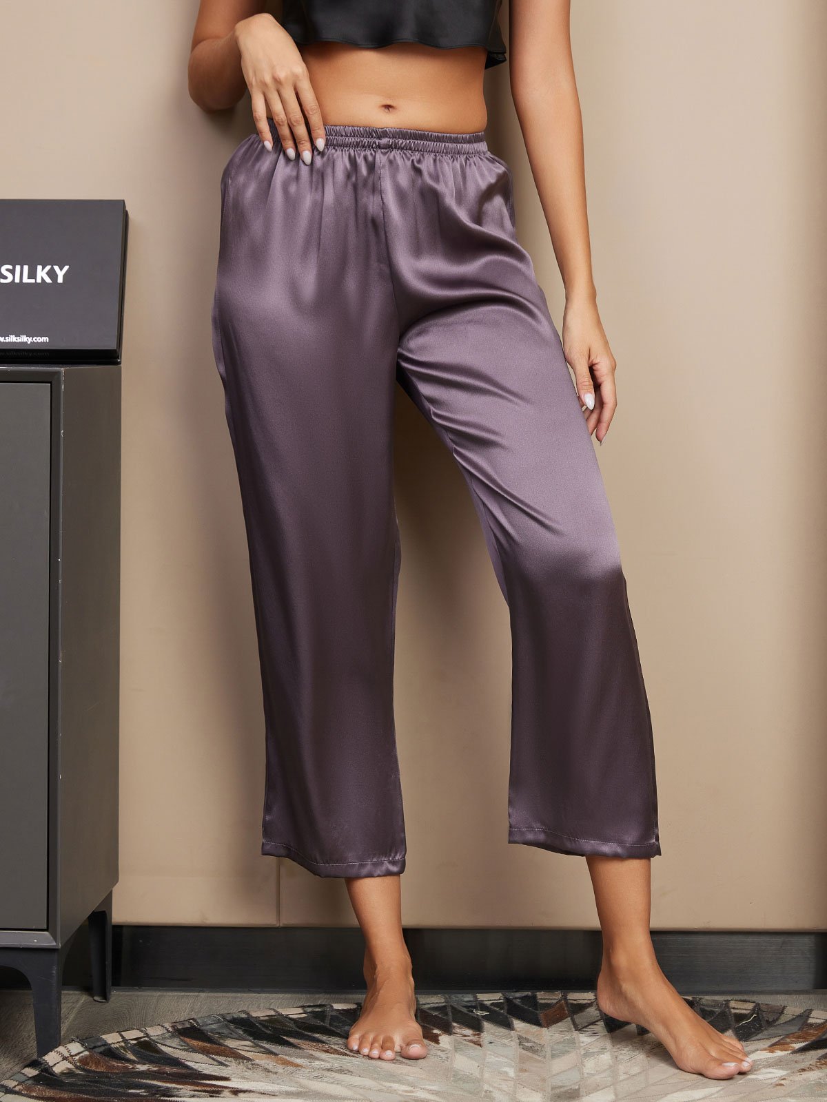 [Lilagrau] SilkSilky-DE Reine Seide Womens Sleep Bottoms 003