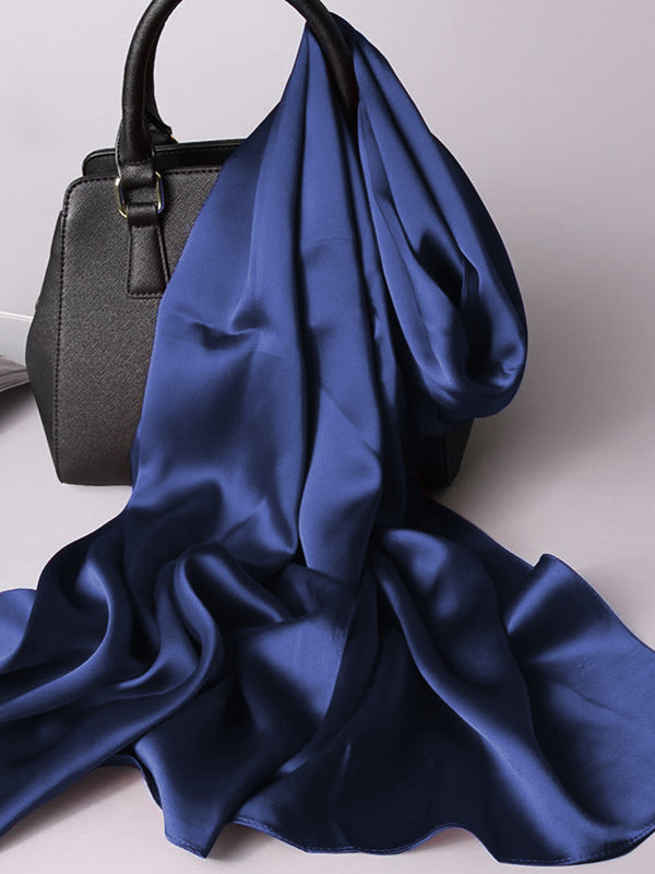 SilkSilky-DE Reine Seide Scarf Dunkelblau 005