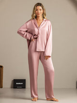 [Pfirsichhaut] SilkSilky-DE 19Momme Langärmelig Notch-Kragen Damen Pyjamas 003