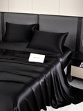 SilkSilky DE 19Momme Reine Seide Bedding Set Schwarz 004