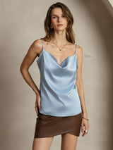 [Graublau] SilkSilky-DE Spaghetti Strap Cowl Neck Cami Top 001