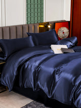 [Dunkelblau] SilkSilky-DE 25Momme Reine Seide Bedding Set 005