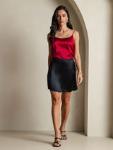 [Rotwein] SilkSilky-DE Spaghetti Strap Cami Top 008
