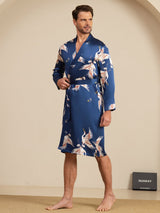 [Dunkelblau] SilkSilky-DE 19Momme Mens Robe 006