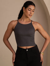 [Grau] SilkSilky-DE Sleeveless Crew Neck Cami Top 003