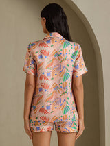 [Rosa Fauna] SilkSilky-DE Short Sleeve Notch Collar Damen Pyjamas 002