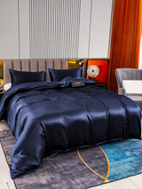 [Dunkelblau] SilkSilky-DE 22Momme Reine Seide Bedding Set 004,