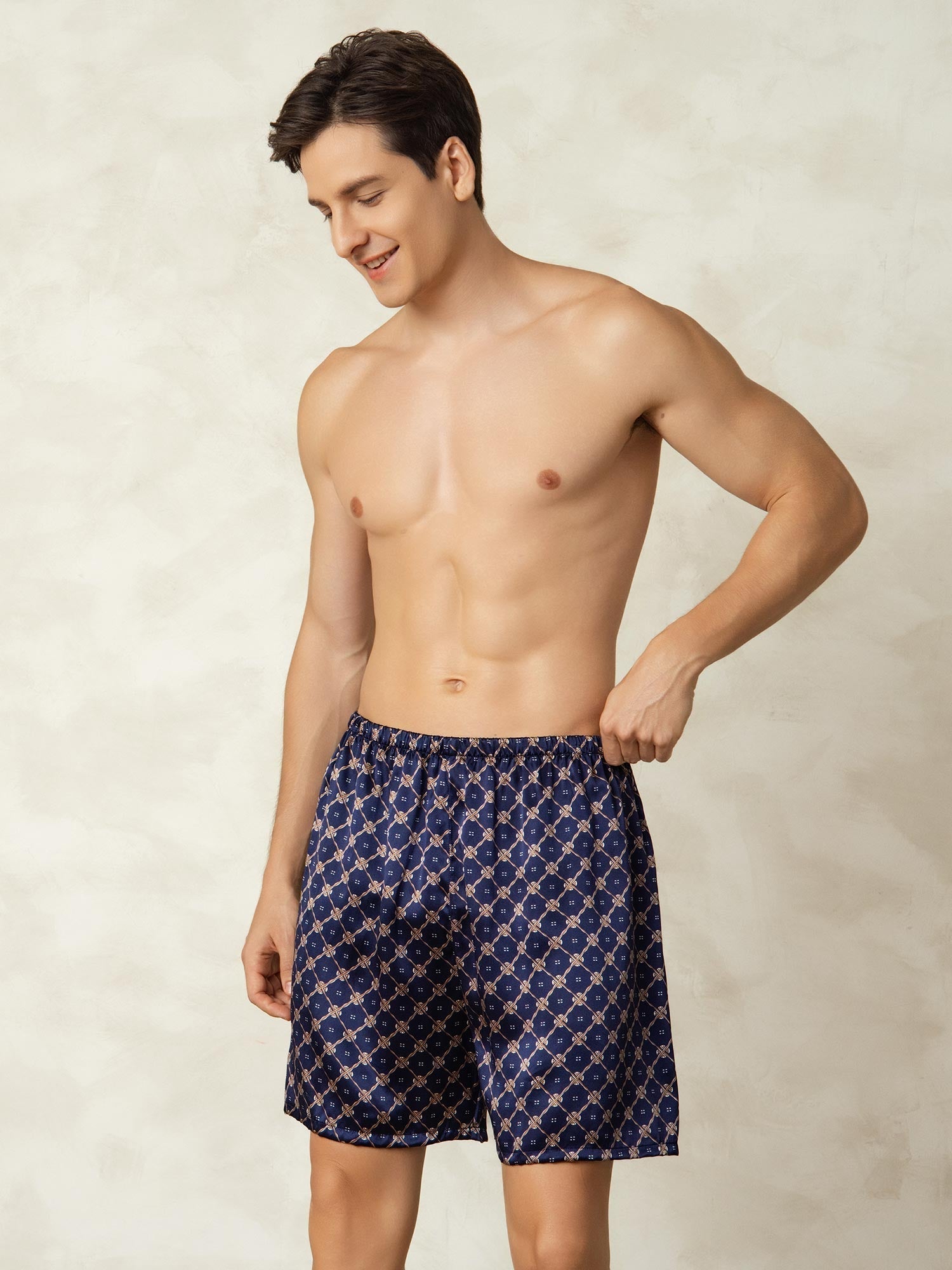 [Marine Kette] SilkSilky-DE Reine Seide Mens Sleep Bottoms 007