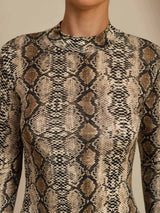 [Snakeskin] SilkSilky-DE Langärmelig Mock-Ausschnitt T-Shirt 006