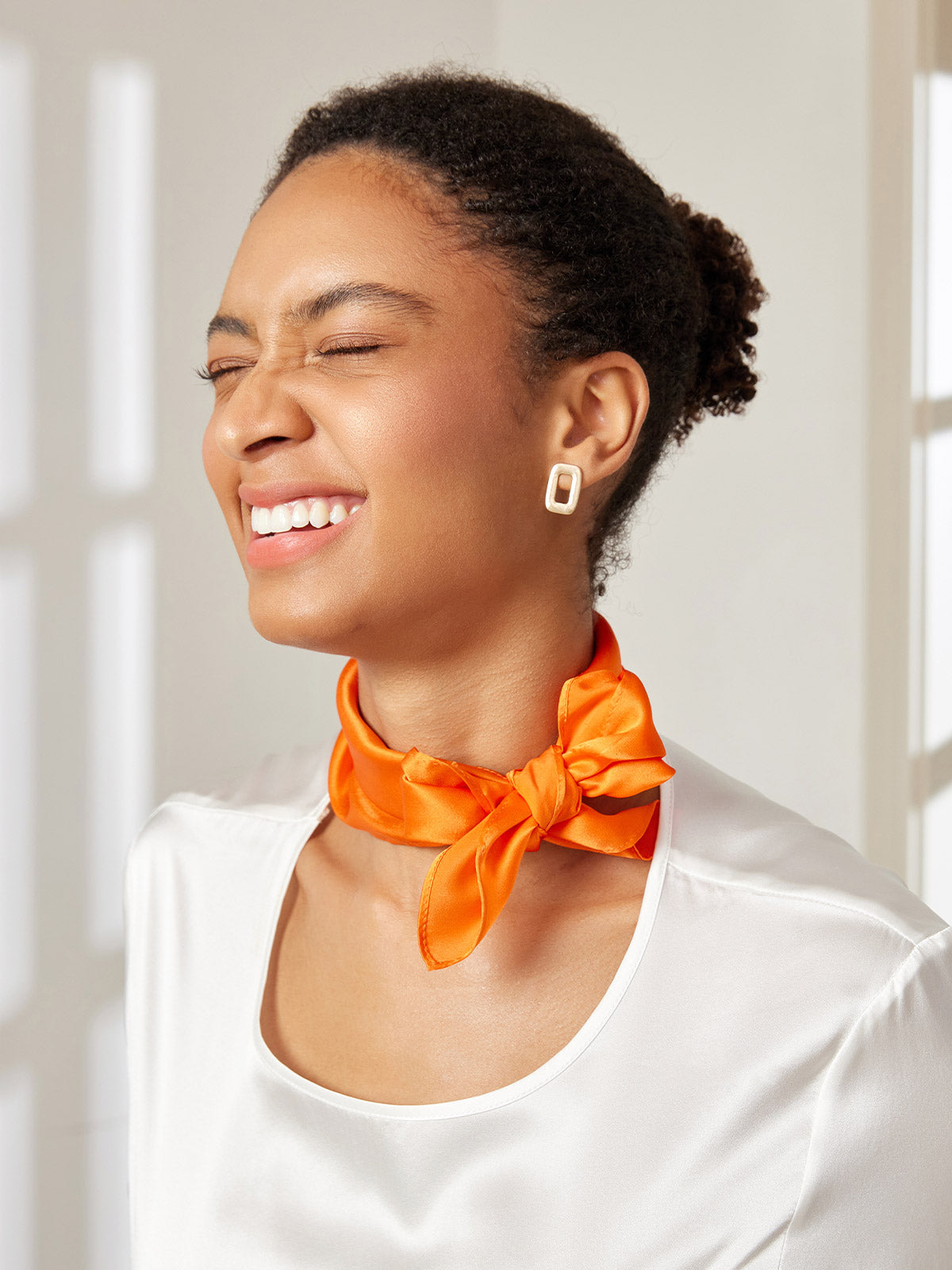 [Orange] SilkSilky-DE Reine Seide Scarf 001
