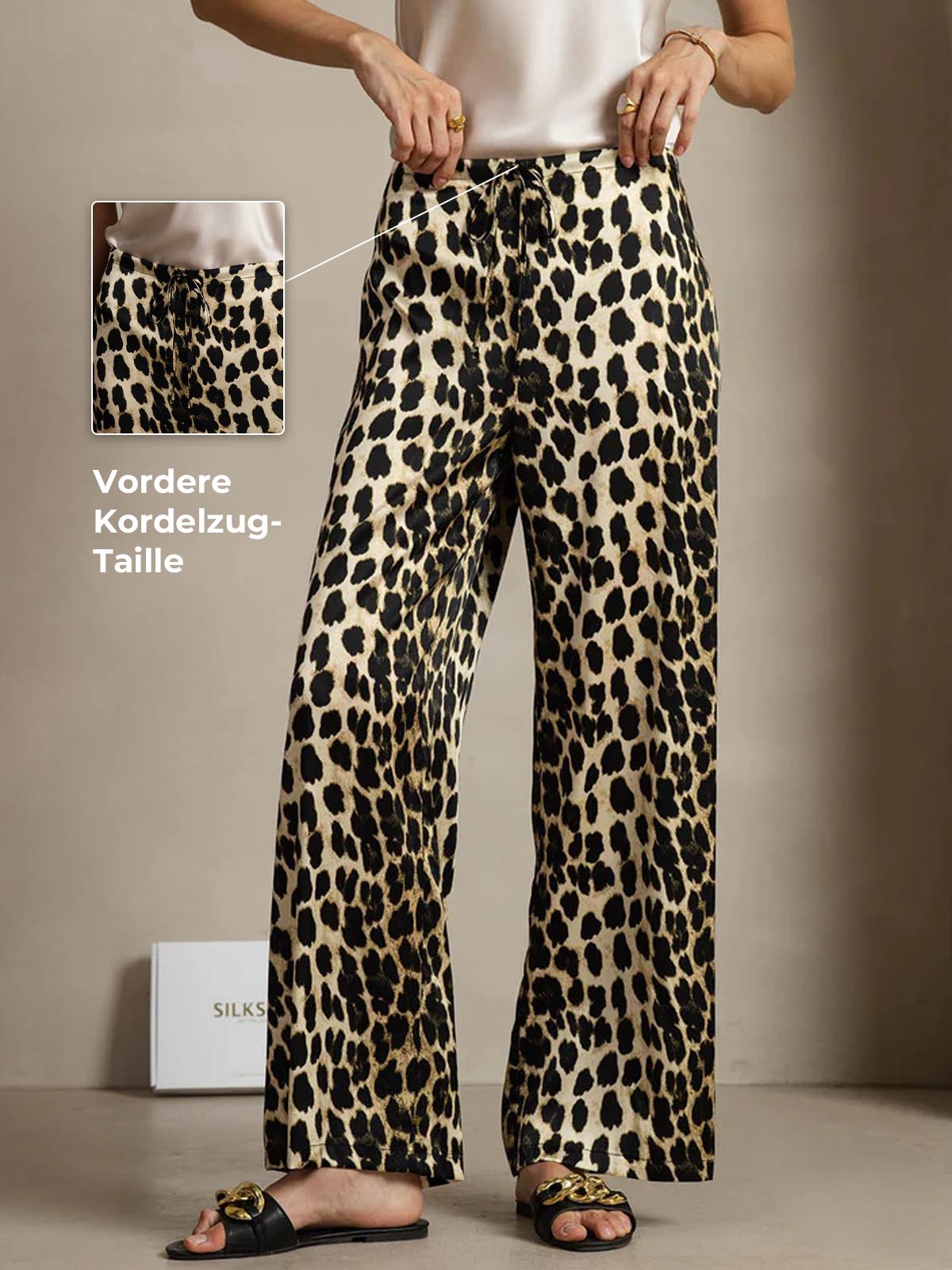 [Leopard] SilkSilky-DE 19Momme Seide Womens Pants 002