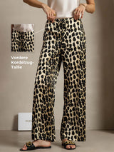 [Leopard] SilkSilky-DE 19Momme Seide Womens Pants 002,
