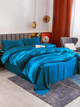 [König Blau] SilkSilky-DE 19Momme Bettwäsche Sets 001