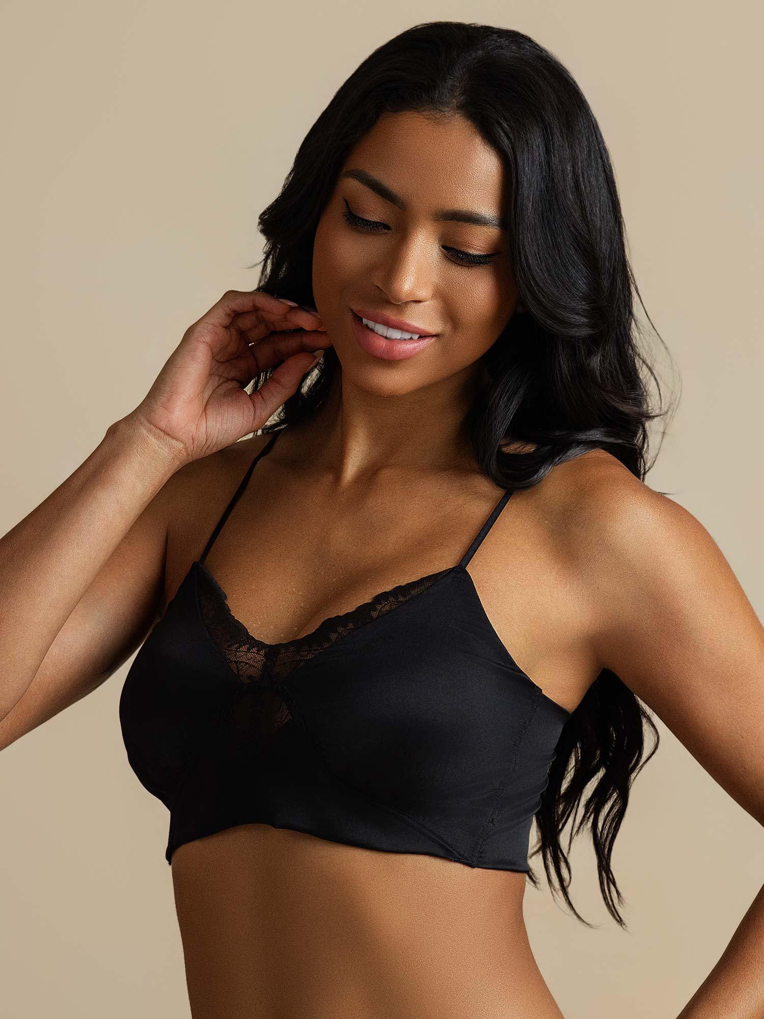 [Schwarz] SilkSilky-DE Reine Seide Bra 006