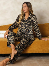 [Leopard] SilkSilky-DE Langärmelig Damen Pyjamas 001